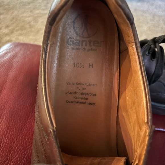 Ganter brown tie full leather shoes sz 10 1/2 H - Picture 5 of 6